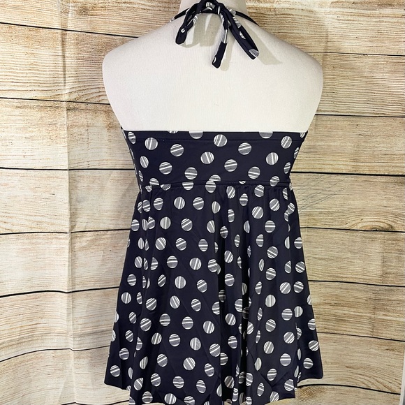 INC polka dot halter tankini top Size 8 navy/blue - Picture 10 of 12